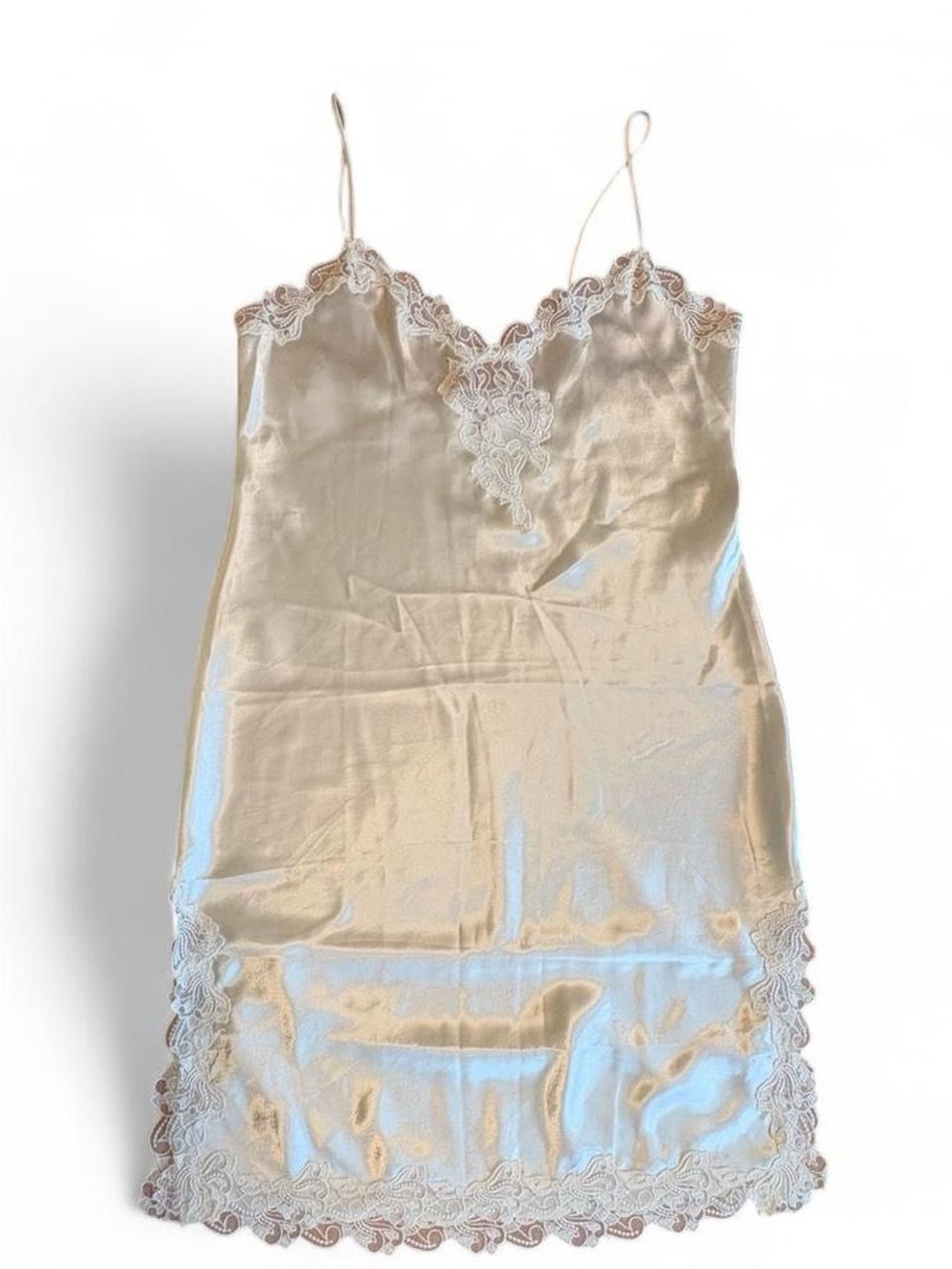 Vtg Victoria's Secret Satin Lace-Trim Chemise Medium feminine dainty romantic